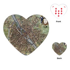 Paris Map City Old Playing Cards (Heart)