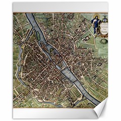 Paris Map City Old Canvas 16  x 20 