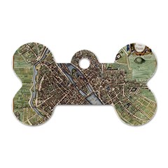 Paris Map City Old Dog Tag Bone (One Side)