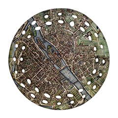 Paris Map City Old Round Filigree Ornament (Two Sides)