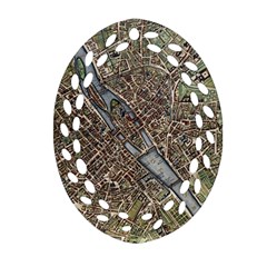 Paris Map City Old Oval Filigree Ornament (Two Sides)