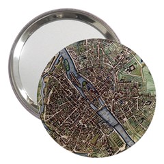 Paris Map City Old 3  Handbag Mirrors