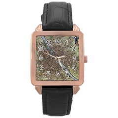 Paris Map City Old Rose Gold Leather Watch 