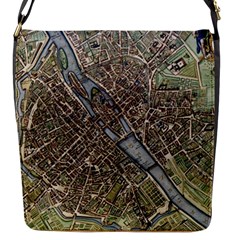 Paris Map City Old Flap Closure Messenger Bag (S)