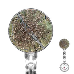 Paris Map City Old Stainless Steel Nurses Watch