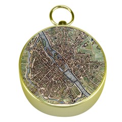 Paris Map City Old Gold Compasses