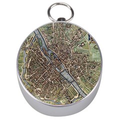 Paris Map City Old Silver Compasses