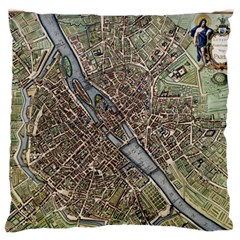 Paris Map City Old Large Flano Cushion Case (One Side)