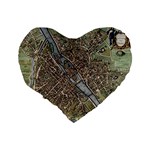 Paris Map City Old Standard 16  Premium Flano Heart Shape Cushions Back