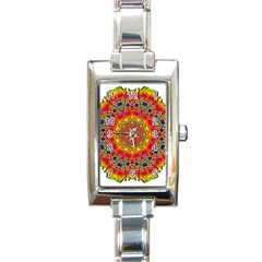 Pattern Button Logo Characters Rectangle Italian Charm Watch by Pakrebo