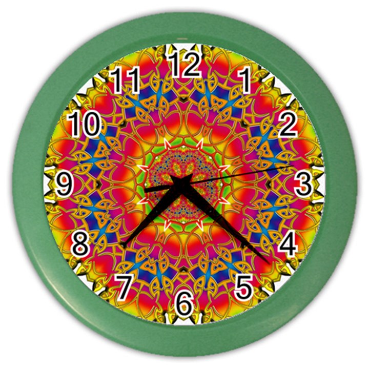 Pattern Button Logo Characters Color Wall Clock