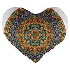 Colorful Pattern Color Large 19  Premium Flano Heart Shape Cushions by Pakrebo