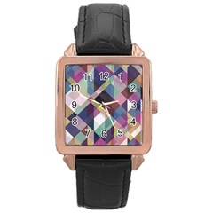 Geometric Sense Rose Gold Leather Watch  by WensdaiAmbrose