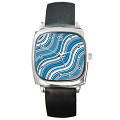 Blue Wave Surges On Square Metal Watch