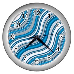 Blue Wave Surges On Wall Clock (Silver)