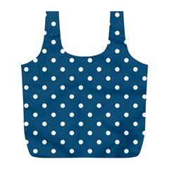 Turquoise Polka Dot Full Print Recycle Bag (l) by retrotoomoderndesigns