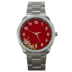 Vivid Burgundy & Heather Sport Metal Watch by WensdaiAmbrose