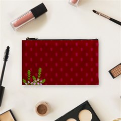 Vivid Burgundy & Heather Cosmetic Bag (small) by WensdaiAmbrose