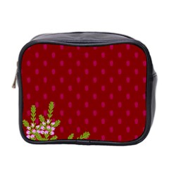 Vivid Burgundy & Heather Mini Toiletries Bag (two Sides) by WensdaiAmbrose