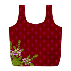 Vivid Burgundy & Heather Full Print Recycle Bag (l) by WensdaiAmbrose