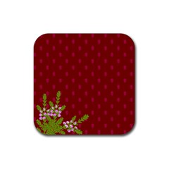 Vivid Burgundy & Heather Rubber Coaster (square)  by WensdaiAmbrose