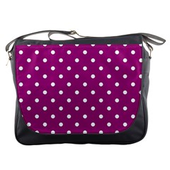 Fuschia Polka Dot Messenger Bag by retrotoomoderndesigns