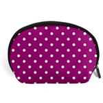 Fuschia Polka Dot Accessory Pouch (Large) Front