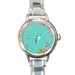 Come See The Cherry Trees Round Italian Charm Watch Front