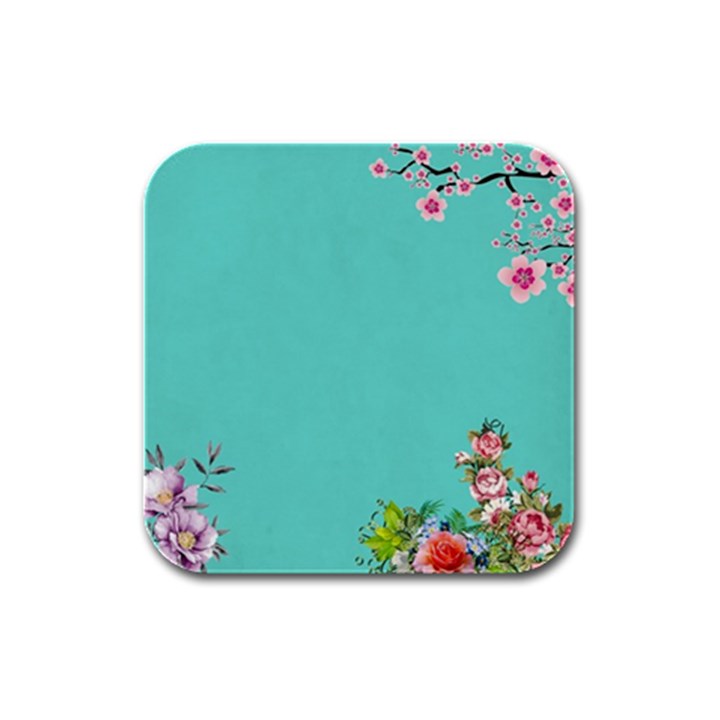 Come See The Cherry Trees Rubber Square Coaster (4 pack) 