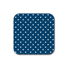 Turquoise Polka Dot Rubber Square Coaster (4 Pack)  by retrotoomoderndesigns