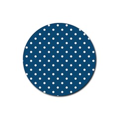 Turquoise Polka Dot Rubber Round Coaster (4 Pack)  by retrotoomoderndesigns