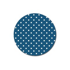 Turquoise Polka Dot Magnet 3  (round) by retrotoomoderndesigns