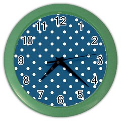 Turquoise Polka Dot Color Wall Clock by retrotoomoderndesigns