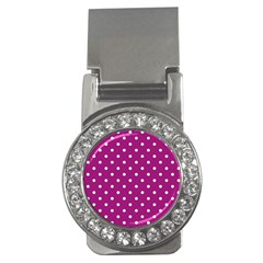 Fuschia Polka Dot Money Clips (cz)  by retrotoomoderndesigns