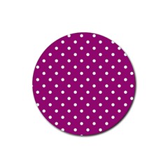 Fuschia Polka Dot Rubber Round Coaster (4 Pack)  by retrotoomoderndesigns