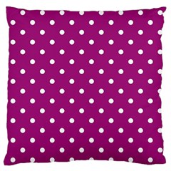 Fuschia Polka Dot Large Flano Cushion Case (two Sides) by retrotoomoderndesigns