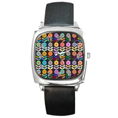 Zappwaits Flowers Square Metal Watch by zappwaits