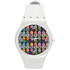 Zappwaits Flowers Round Plastic Sport Watch (m) by zappwaits