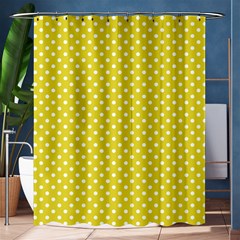 Yellow Polka Dot Shower Curtain 60  X 72  (medium)  by retrotoomoderndesigns