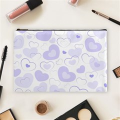 Pastel Purple Hearts Cosmetic Bag (large) by retrotoomoderndesigns