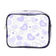 Pastel Purple Hearts Mini Toiletries Bag (one Side) by retrotoomoderndesigns