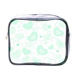 Pastel Green Hearts Mini Toiletries Bag (One Side) Front