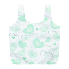 Pastel Green Hearts Full Print Recycle Bag (l) by retrotoomoderndesigns