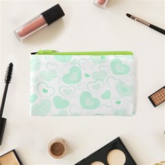 Pastel Green Hearts Cosmetic Bag (xs) by retrotoomoderndesigns