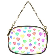 Pastel Rainbow Hearts Chain Purse (two Sides) by retrotoomoderndesigns