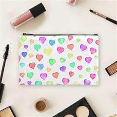 Pastel Rainbow Hearts Cosmetic Bag (medium) by retrotoomoderndesigns