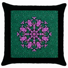 The Most Uniqe Flower Star In Ornate Glitter Throw Pillow Case (black) by pepitasart