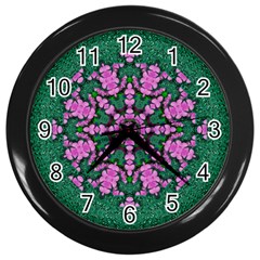 The Most Uniqe Flower Star In Ornate Glitter Wall Clock (black) by pepitasart