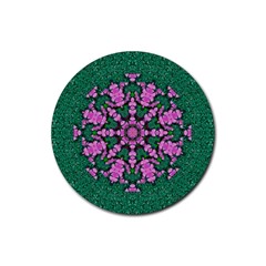 The Most Uniqe Flower Star In Ornate Glitter Rubber Coaster (round)  by pepitasart