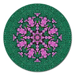 The Most Uniqe Flower Star In Ornate Glitter Magnet 5  (round) by pepitasart